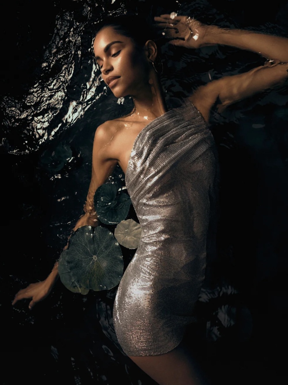 Meshki - Lyle One Shoulder Glow Mesh Mini Dress - Silver